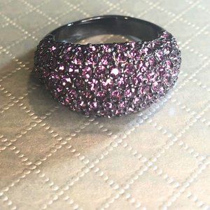 Coach Purple Crystal Dome Onyx Cocktail Ring Size 7